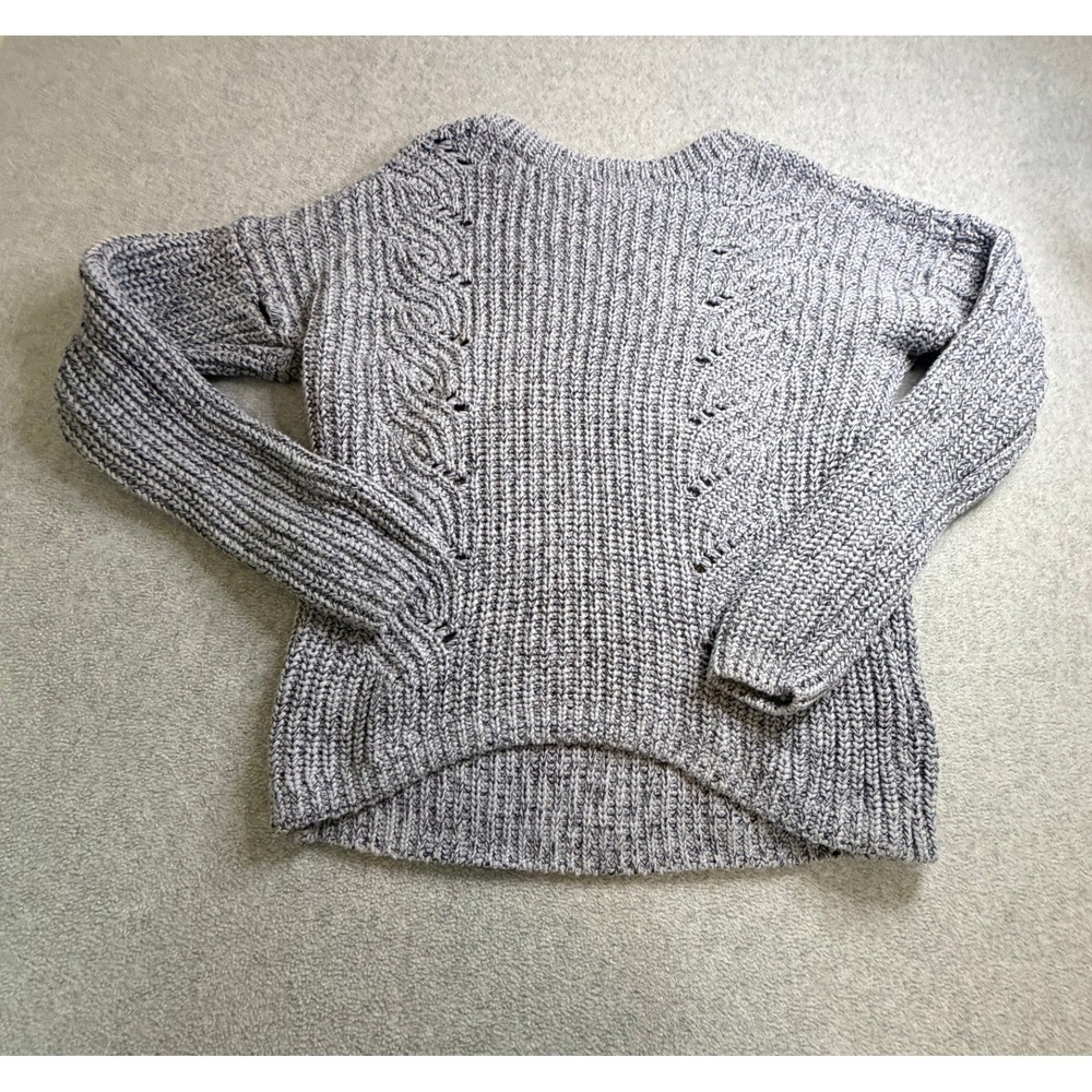 Gap Womens Gray Marled Chunky Ribbed Knit Crewneck Pullover Sweater Size Small